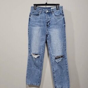 Blank NYC Jeans Howard 26 Straight‎ Leg Mid-Rise Light Wash Loose Fit Distressed
